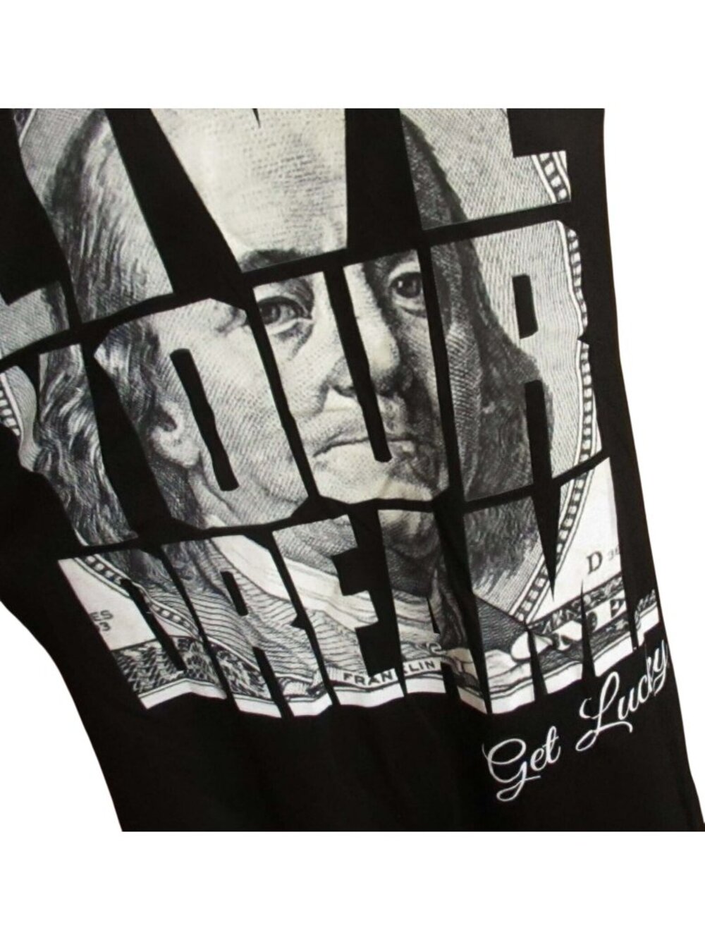 2XL NEW Vtg Y2K T Shirt Mens 90s GET LUCKY LIVE MONEY DREAM HIP HOP Graphic Tee